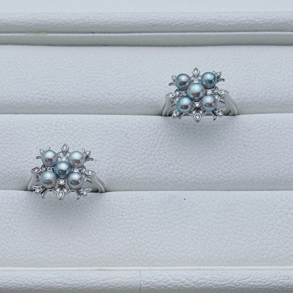 R57 Handmade S925 Akoya Sea Pearl Adjustable Ring Elegant Timeless Jewelry 78$